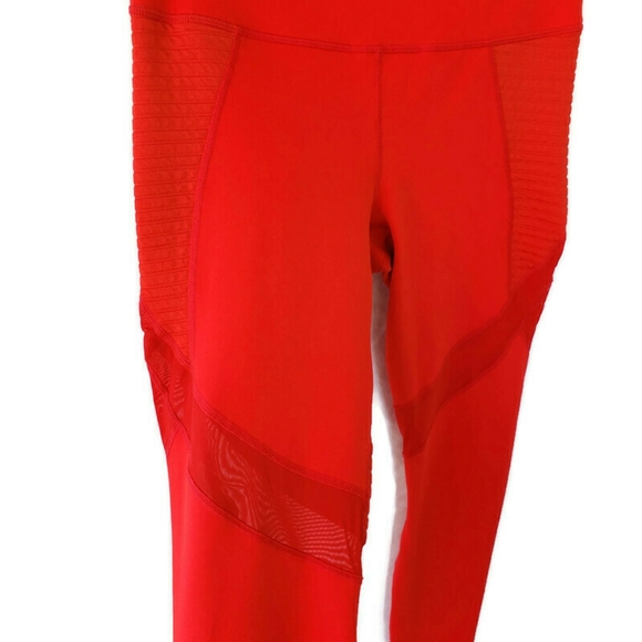 Fabletics Red Mesh Leggings Size: Small - Picture 3 of 7
